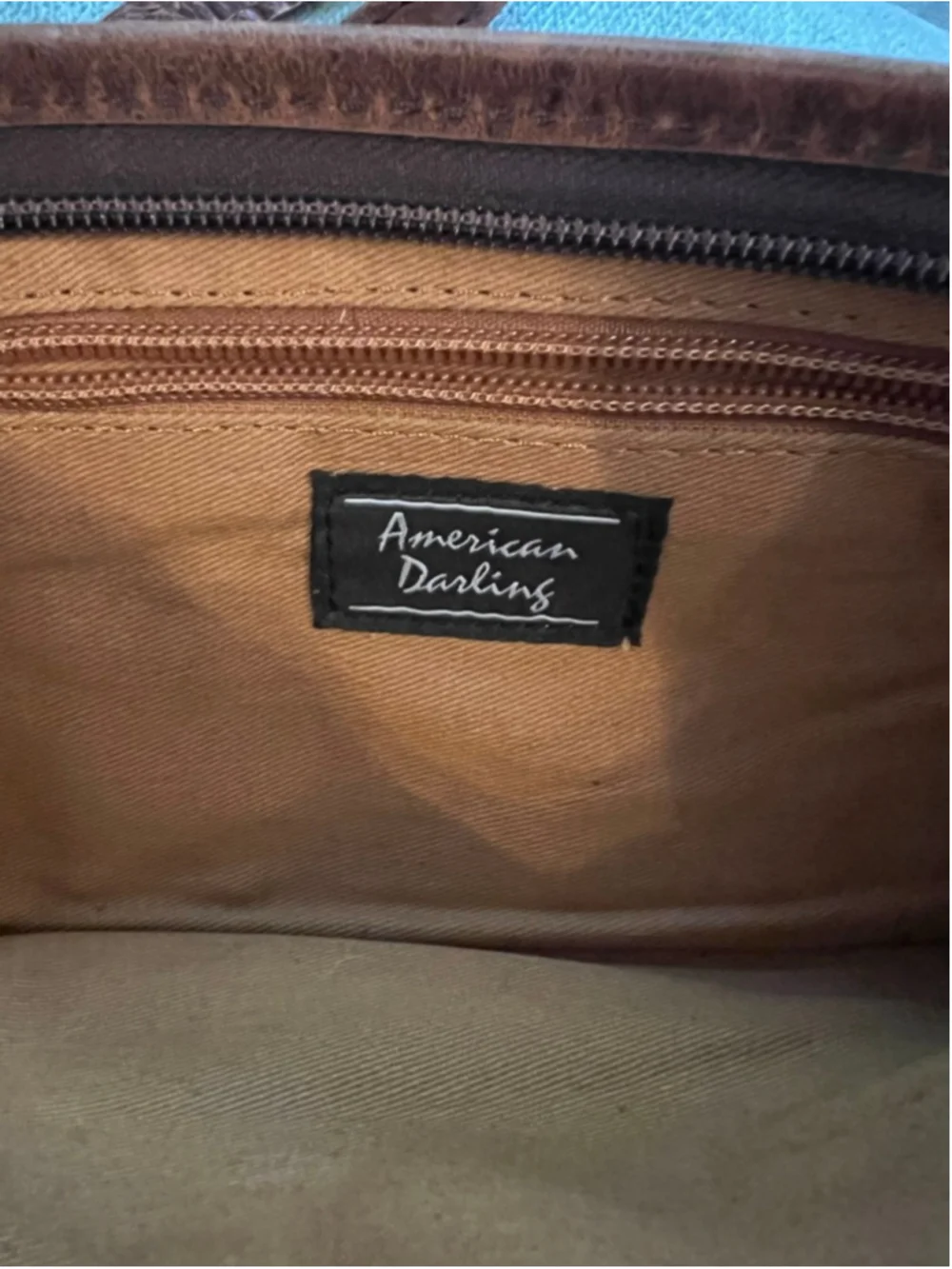 Women's American Darling One Size Brown & Black Cowhide Clutch Wristlet
